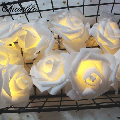 Chicinlife 10Pcs white Flower LED String Light Warm White Light Night Lamp Hanging Valentines Day Party Wedding Decoration