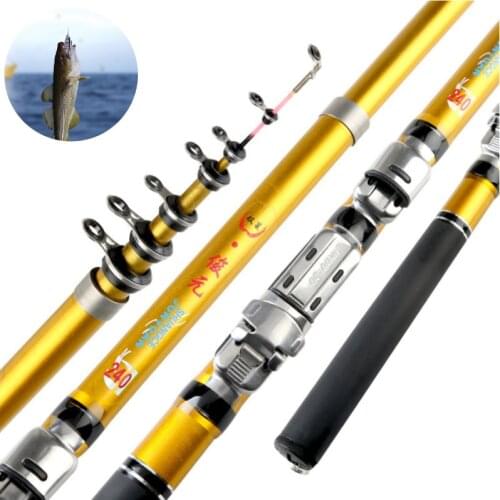Sea Fishing Rod Pole Carbon Fiber 1.5/1.8/2.1/2.4m Telescopic Spinning Reel Fish Tackle EDF88 Raft Pole Fishing Tackles Tools