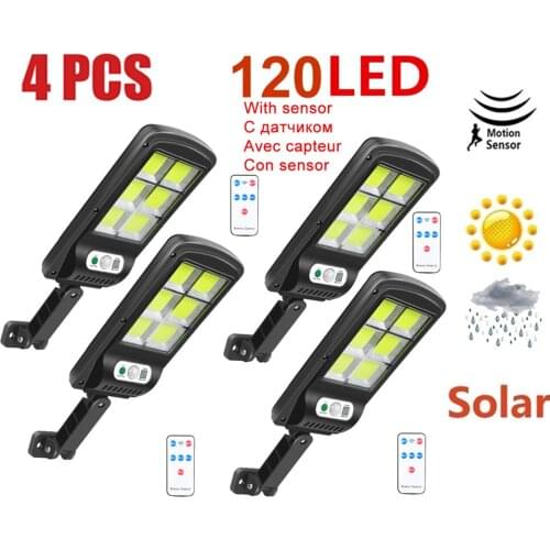 4pcs 120 LED Outdoor Solar Wall Light PIR Motion Sensor Solar Lamp Waterproof Infrared Sensor Garden Light 3 modes emergency flo