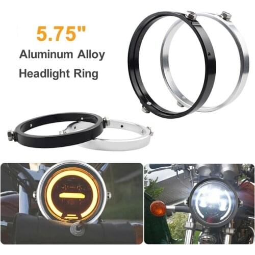 Universal 5.75 Inch Aluminum Round Headlight Housing Headlamp Trim Ring Mount Bracket Motorcycles