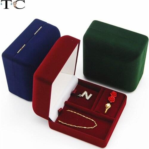 European Style Multifunctional Velvet Jewlery Box Ring Display Jewelry Organizer Pendant Display Jewlery Storage Box