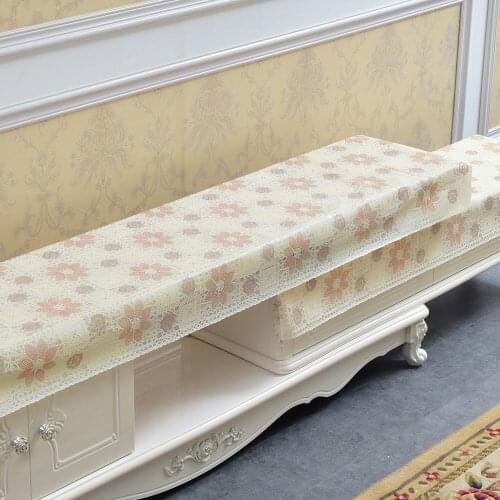 Waterproof PVC Dining Table Cloth Flower Printing TV Cabinet Tablecloth Living Room Decor Bedside Cabinet Dustproof Cloth 1 PC