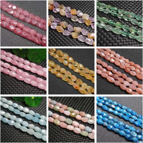 High Quality Irregular Shape Faceted Different Materials Natural Stone DIY Gems Jewelry Loose Beads 15" wj607