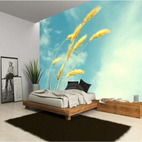 Wellyu Custom large fresco modern fashion wheat landscape 3D stereo TV backdrop wallpaper papel de parede para quarto