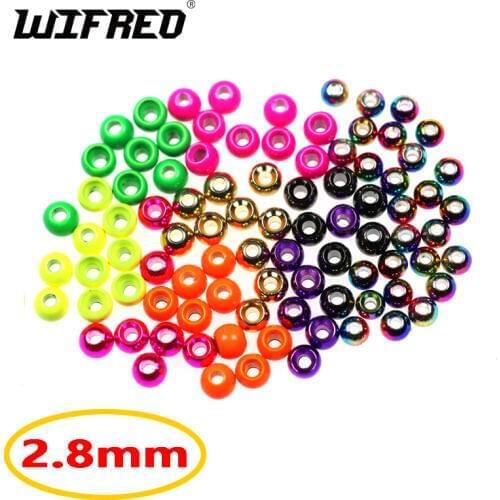 Wifreo 20PCS 2.8mm Brass Fly Tying Head Beads Beadhead Nymph Stonefly Streamer Fly Tying Material FL Orange Rainbow Golden