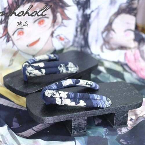 WHOHOLL Japanese Clogs Slippers Anime Cosplay shoes Man women Wooden Geta Flip flops Platform Indoors Slipper Sandals