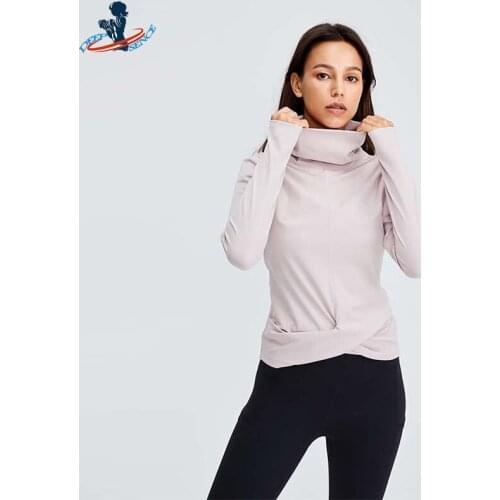 DEEPSENCE Women Long Sleeve Female Turtle Neck Athletic Wear Fitness Top Sport Suit Workout Running Clothing Gym Yoga Shirts