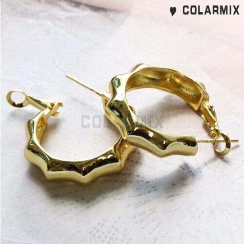 10 Pairs Bamboo Metal hoop earrings not fade color metal design jewelry fashion jewelry for women 51078