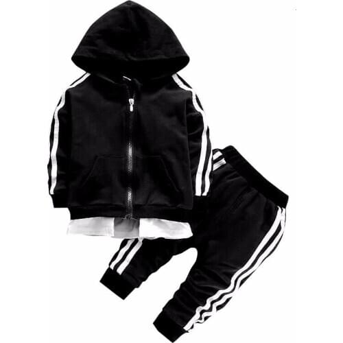 2019 Spring Baby Casual Tracksuit Children Boy Girl Cotton Zipper Jacket Pants 2pcs/sets Kids Leisure Sport Suit Infant Clothing