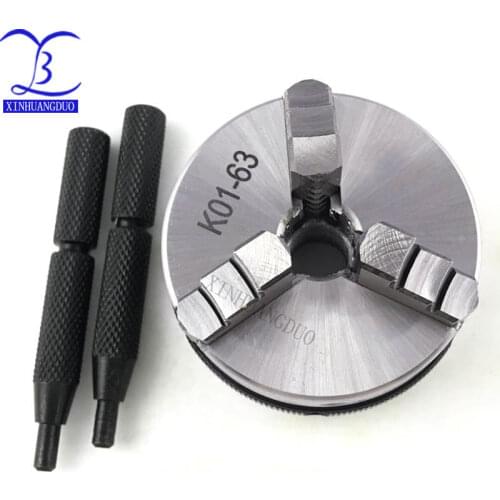 3 Jaw Chuck Manual Self-Centering 2.5" K01-63 Mini Chuck K01 63mm M14 Hardened Steel for Wood Lathe