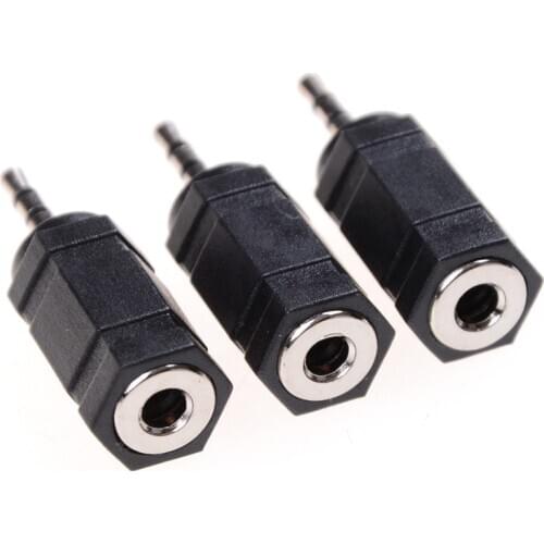 3PCS/lot Black 2.5mm Male to 3.5mm Female Jack Stereo Connector Coupler Adapter Audio Cable Extension for MP3 DVD Headphone Car
