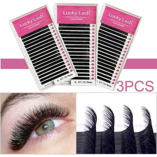 3Pcs Korea PBT Eyelash Extension High Quality, Silk Soft Individual Cilia Eyelash Extension, Volume False Mink Lash Extension