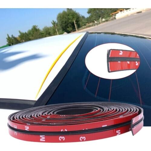 4M Car Styling Seal Strips T-Type Auto Seal Protector Stickers Window Edge Front Rear Windshield Sunroof Rubber Sealing Strips