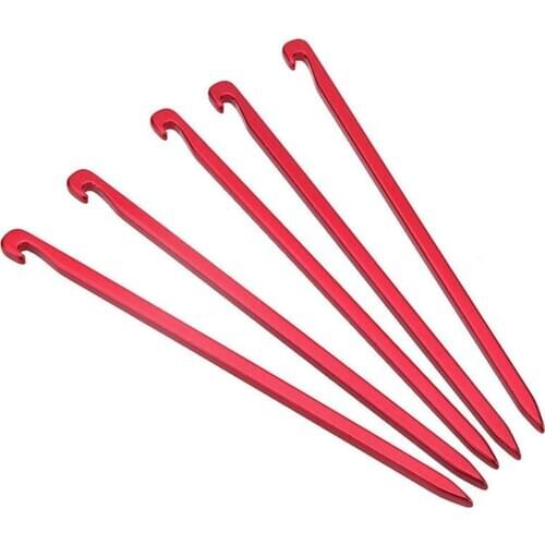 5Pcs Outdoor Hiking Camping Aluminum Alloy Tent Peg Stake Portable Quadrate Nail Strong Toughness Camping Equipment Accessories