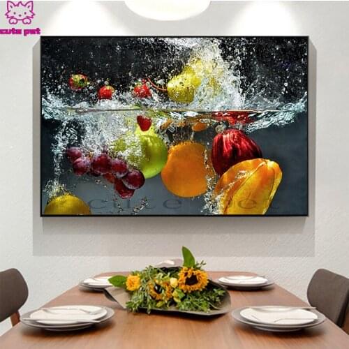 5d diy diamond painting Fruits And Vegetables In Water Diamond Embroidery 3d cross stitch FULL square round diamond mosaic