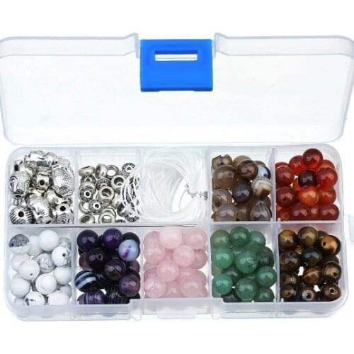 8mm box Natural Stone beads Colored Ball Crown Chakra Stones For DIY Making Men Charm Howlite Stone And Volcanic Rock Lava