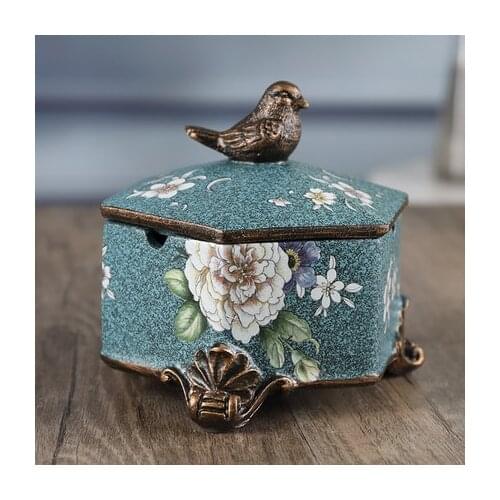 American style retro ashtray with cover multifunctional household creative jewelry box living room office retro large ashtray