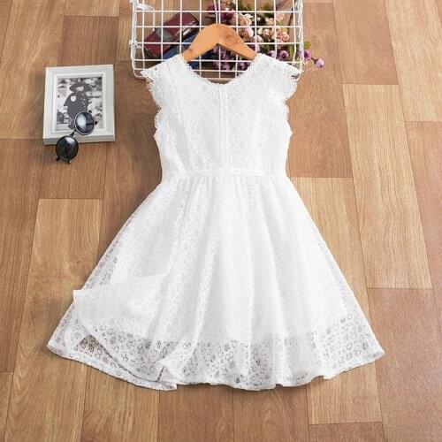 Girls White Lace Dress Summer Kids Wedding and Birthday Party Elegant Princess Costume 3-8 Years Children Flower Frocks Clothing