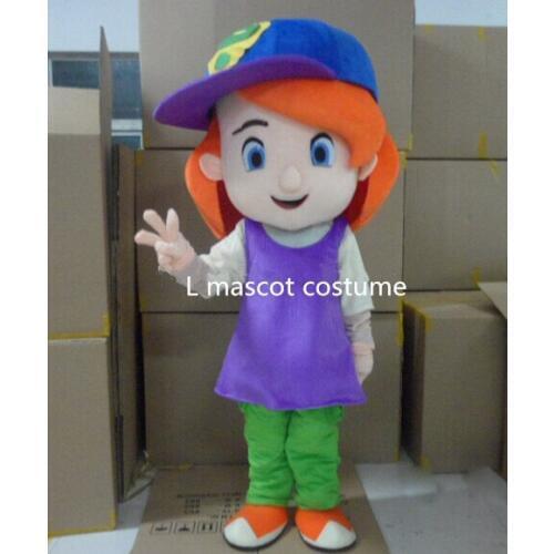 Free shipping, wholesale baseball girl mascot red hair plush cartoon costume