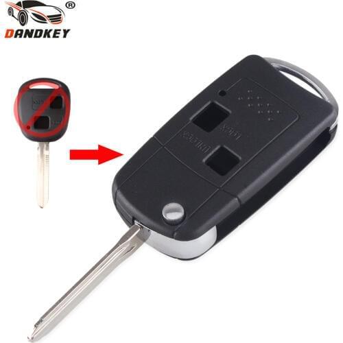 Dandkey Car Remote Modified Key Shell Fob 2 Buttons For Toyota Camry Avalon Corolla Car Replacement Enter Key Shell With Blade