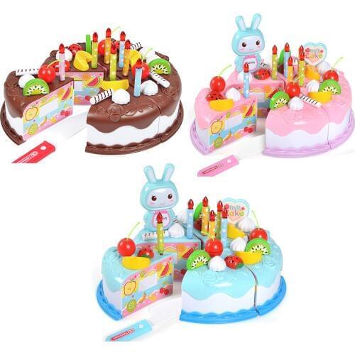 Childrens Simulation Birthday Cake Toy Girl Birthday Cake Blowing Candle Toys Simulation Fruit Bunny Cake House Set
