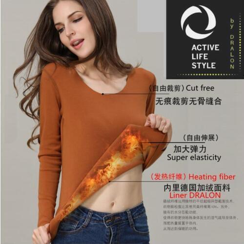 DRALON women long johns velvet inside long sleeves skirt thermal tops female Stretch Warm Underwear Set plus size