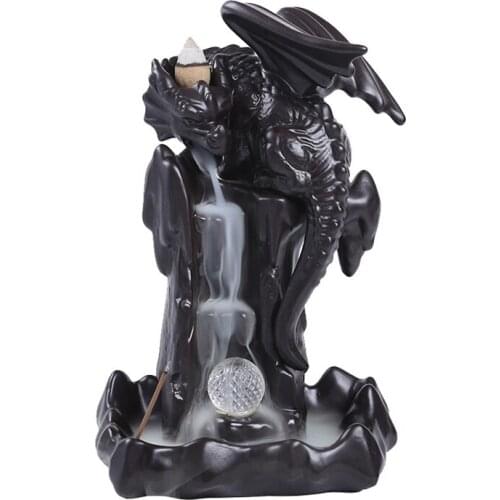 LED Dragon Burner Ceramic Smoke Backflow Incense Burner Holder Aromatherapy Furnace Smell Aromatic Home Decor