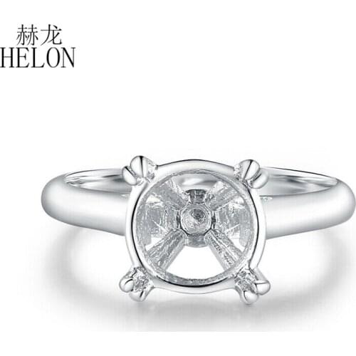 HELON Sterling Silver 925 Solitaire Round Cut 9mm Semi Mount Engagement Wedding Ring Handmade Artisan Jewelry