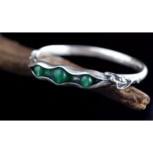 KJJEAXCMY Fine Jewelry 999 Pure Silver Sterling Silver Beads Thai Silver Handmade Lady Turning Green Chalcedony Bracelet New