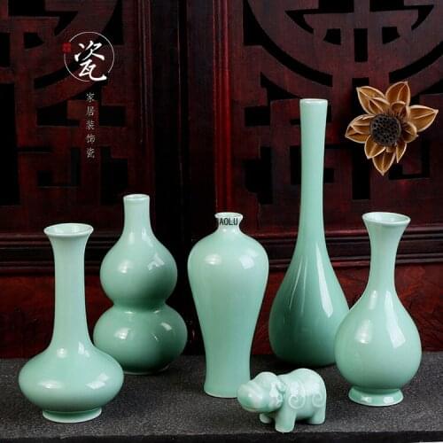 Guanyin Yujing Bottle Celadon Ceramic Flower Porcelain Small Vase Flower Simple and Fashionable Home Furnishing Accessories