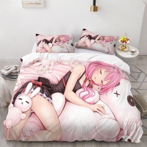 2/3 Pieces Cartoon Bedding Set 3D Print Japan Anime Duvet Cover Sexy/Lovely Girls Bed Quilt Cover Home Textile Bed Cover Set