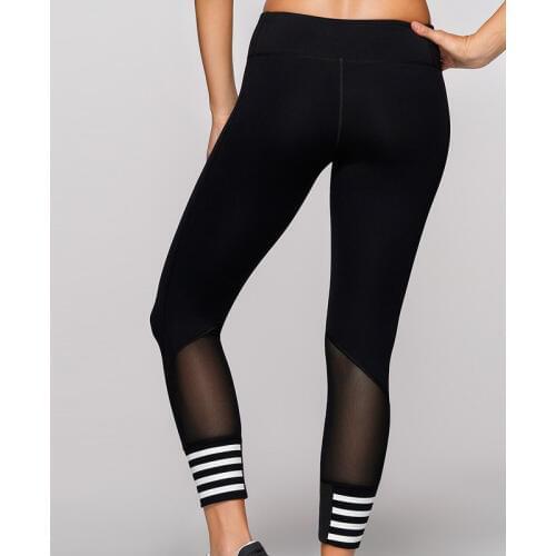 Speed sell through October new work out white gauze leggings stripe splicing yoga pants sweatpants female gym Leggings