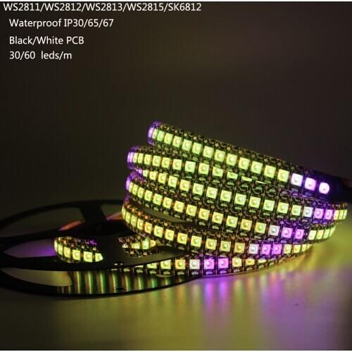 WS2812B SK6812 RGBW WS2811 WS2813 WS2815 Dual Data Line 30/60led/m RGB LED Strip Individually Addressable Tape Light IP30/65/67