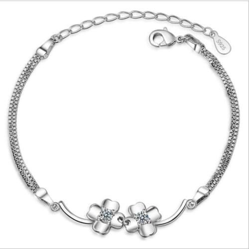 LUKENI Trendy 925 Sterling Silver Clover Women Bracelets Jewelry Hot AAA+Cubic Zirconia Female Anklets Bracelet Lady Gift Bijou