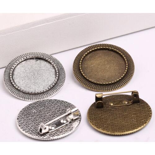 Reidgaller 5pcs metal brooch pin base 20mm cabochon settings diy jewelry fitting accessories for brooches making