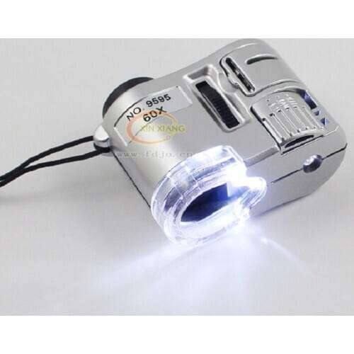 Mobile Magnifier,LED Small Mini magnifying glass,Portable magnifier,focus adjustable 9595-60X Ultraviolet Jewelry Currency Loupe