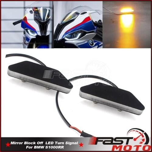 2X Aluminum LED Front Mirrors Block Off Turn Signal Light Fairing Signal Lighting For BMW S 1000 RR S1000RR 2020-2021