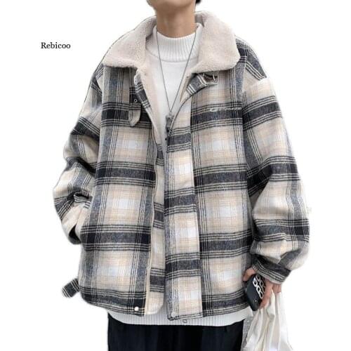 Men Plaid Parka Coats Winter Jacket Men Loose Thicken Outwear Warm Coat Men Clothing Casual Winter Coat