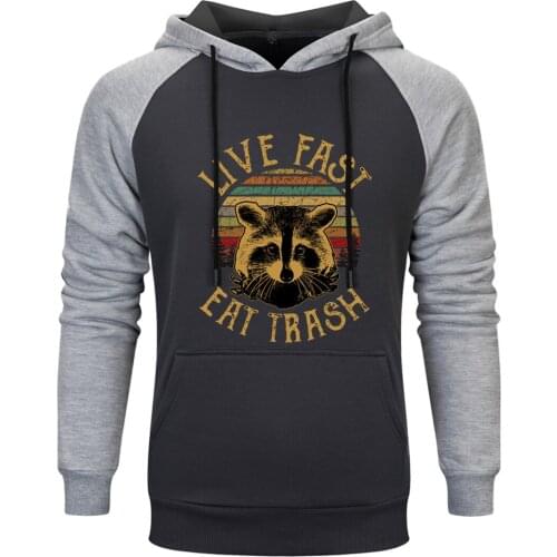 Fast Eat Trash Print Raglan Hooded Mens Streetwear Harajuku Sweatshirt Hoodie Hipster Leisure Tops Clothing Supoleron Hombre