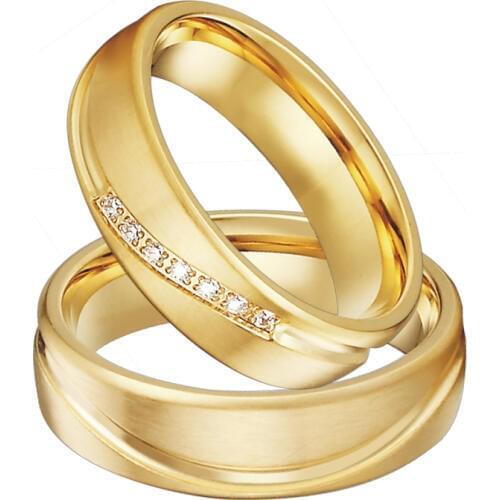 2021 Love Alliance Wedding Bands Couple Rings Set For Men And Women Gold Color Stainless Steel Jewelry Marriage Engagement Ring