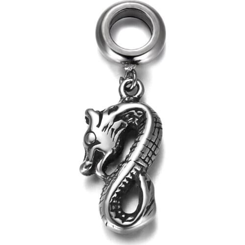 316L Stainless Steel Spacer Bail Bead Dragon Charms 5mm Hole Polished Metal Charm Accessories DIY Bracelet Jewelry Making