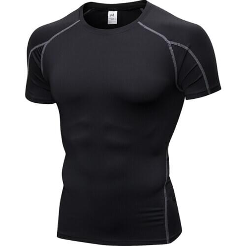 New Mens Short Sleeve Rashgard Compression Running T Shirt Men Quick Dry Gym Fitness Outdoor Sports Tights Sportswear