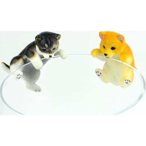 New cute pets puppy Shiba Inu on the edge of cup glass Model figures dog figurine Christmas Gift Kids Toy