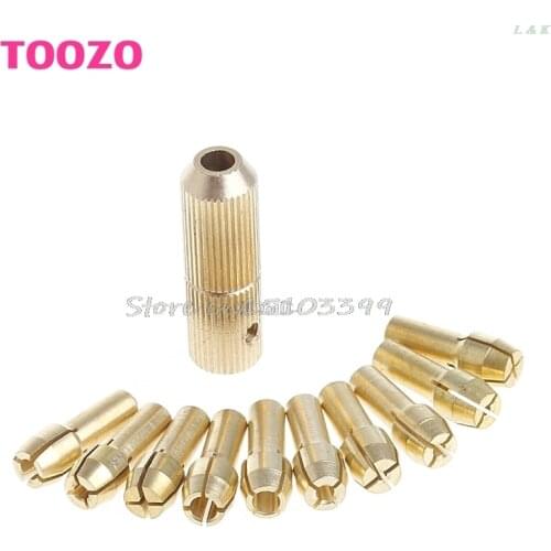 2MM+10Pcs 0.5-3.2mm Micro Twist Hand Drill Kit Chuck Electric Drill Bit Collet M12 dropship