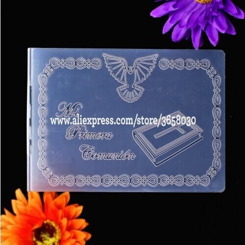 Spanish Mi Primera Comunion Plastic Embossing Folder For Scrapbook DIY Album Card Tool Plastic Template 10.5x14.5cm 8070804