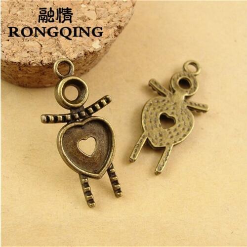 RONGQING 31*16MM 60pcs/lot Alloy Boy Gender Symbol Pendants Necklaces Hand Made Heart Gender Charms for Jewelry Making