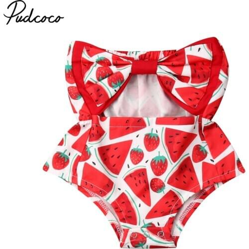 Pudcoco 2019 Newborn Summer Sleeveless Kids Clothes Toddler Baby Girls Watermelon Tube Top Romper Jumpsuit Outfits Sunsuit