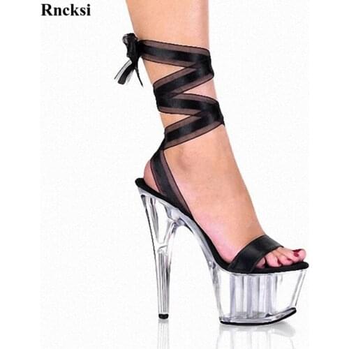 Rncksi New Sexy 15 CM High-Heeled Sandals Nightclub Dance Shoes Pole Dancing Shoes Model High Heels Womens Shoes