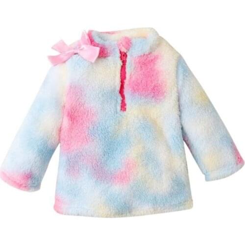 Autumn Winter Children Baby Girls Clothing Tie-dye Coat Jacket Plush Long Sleeve Top Clothes Outwear 2-7Y