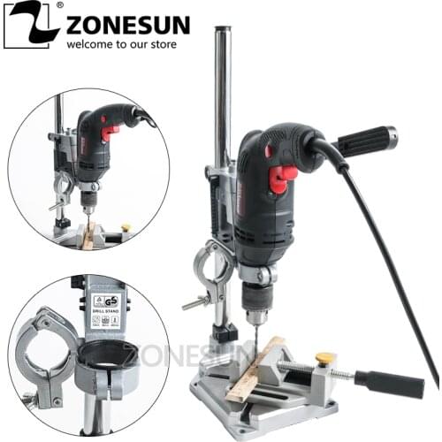 ZONESUN Electric Drill Stand Power Tools Accessories Bench Drill Press Stand DIY Tool Base Frame Drill Holder Drill Chuck